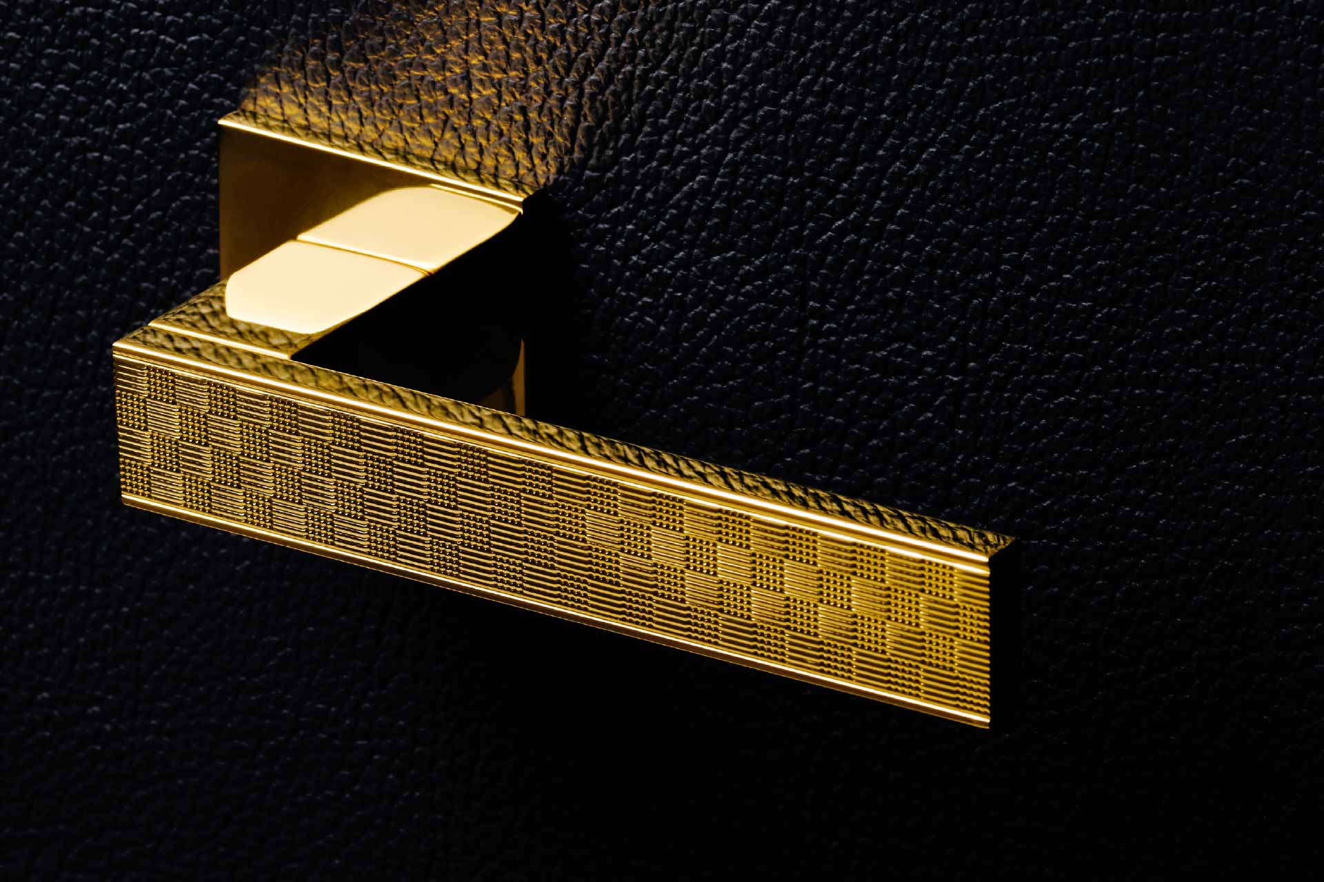 Bellevue Architectural - Diana Damier doorhandle from Olivari with damier guilloche pattern