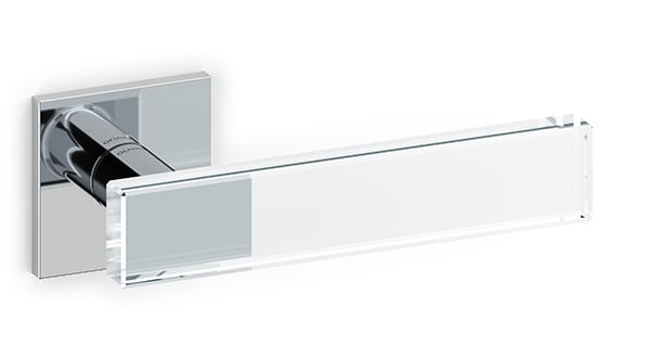 Mare Square Door Handle M278B - C6 Bright Chrome and Transparent Glass